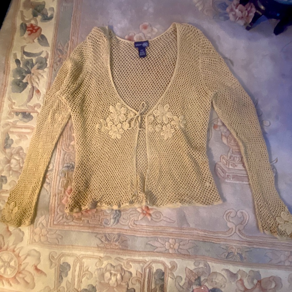 Y2K 90s crochet knit cardigan L / XL